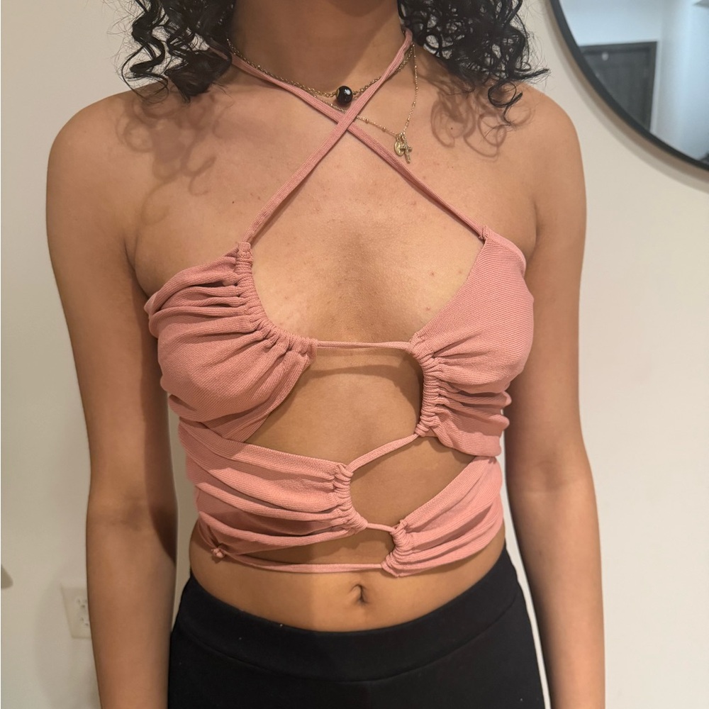 Zara Pink Strappy Crop Top